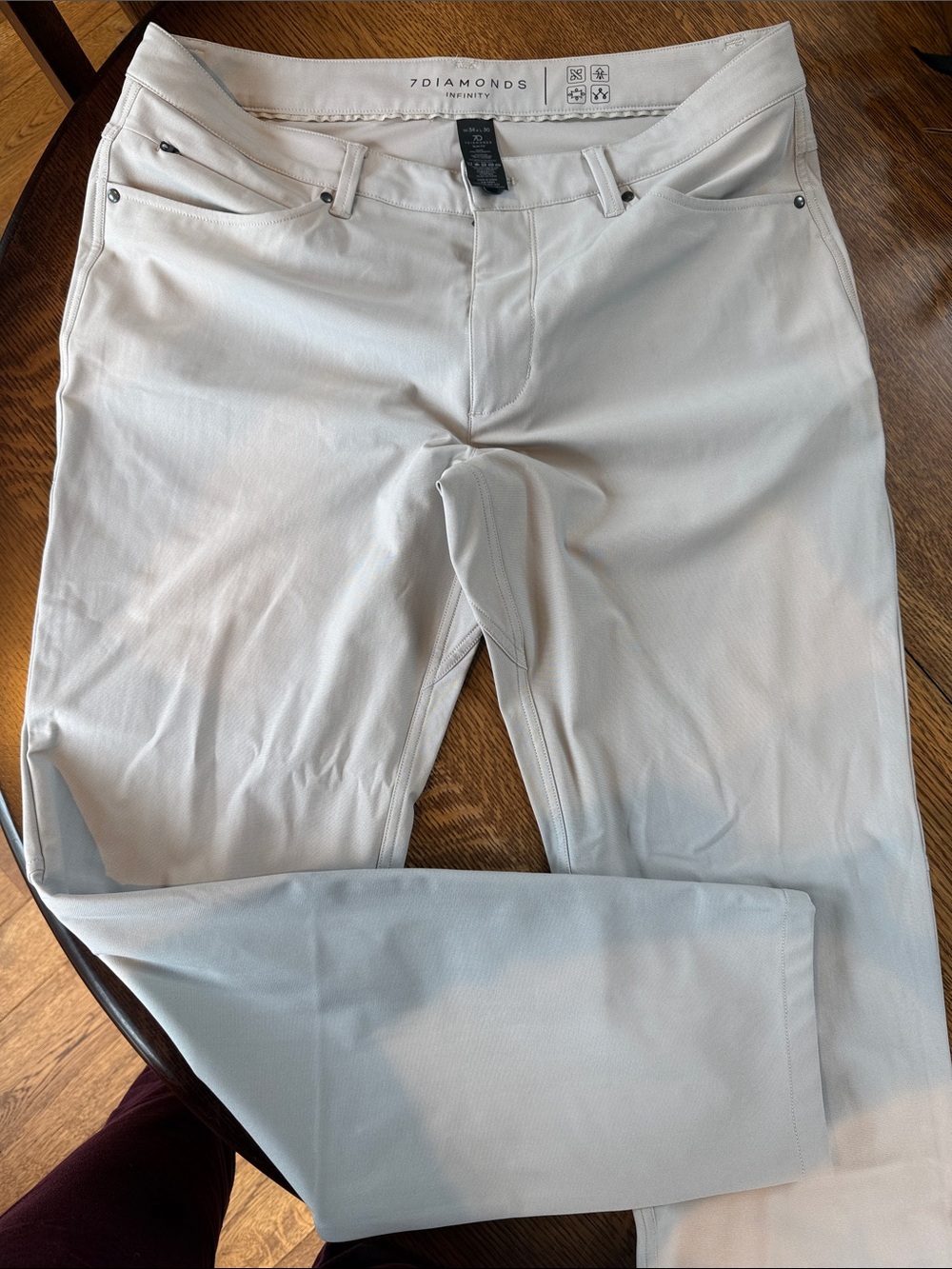 7 Diamonds Men’s Light Gray Stretch Chinos - Ecru